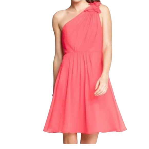ANN TAYLOR Dress One Shoulder Cocktail Event HOCO sz 4 NWT NEW Pink Elegant - Picture 1 of 12